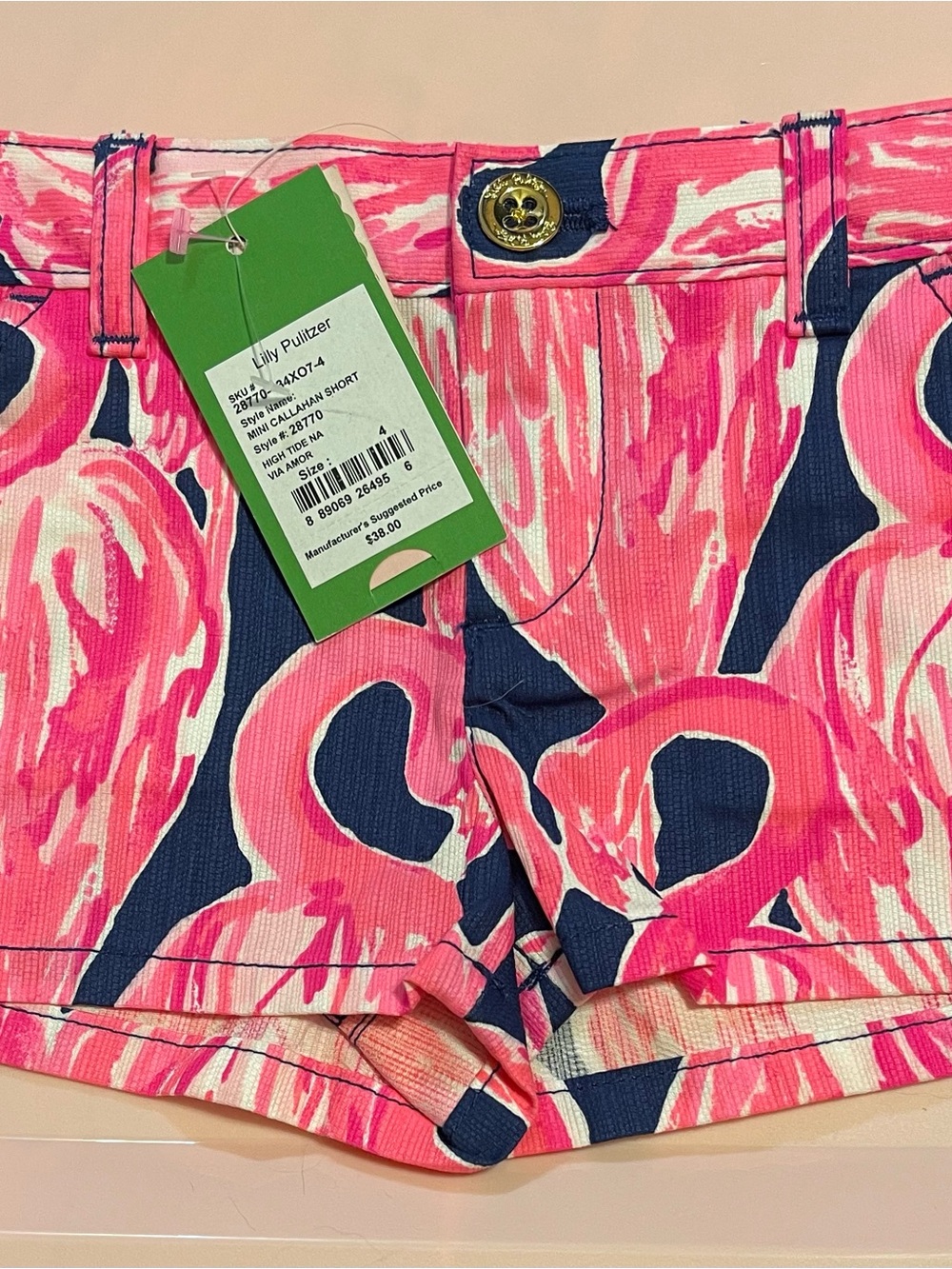 Lilly Pulitzer Mini Callahan Shorts in High Tide Navia Amor NWT Sz 4